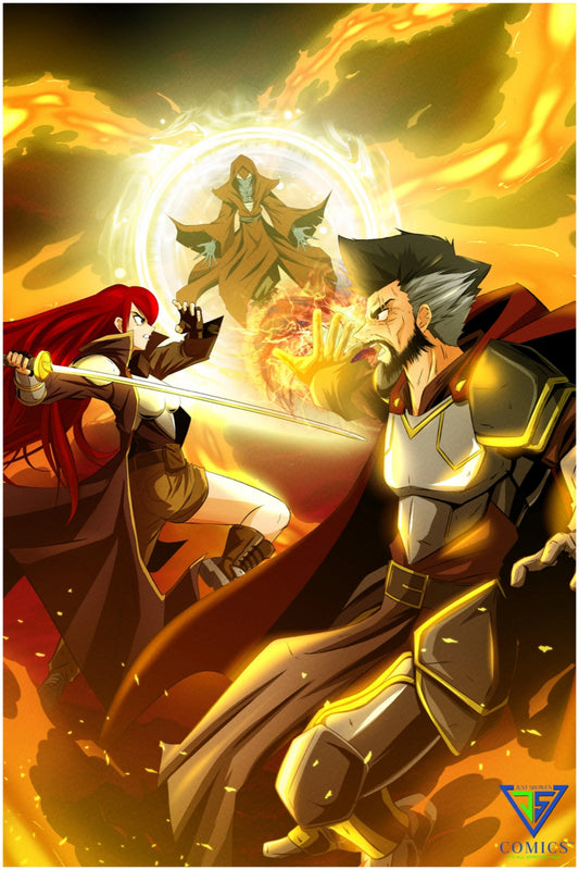 Comic book poster featuring original artwork from Just Showen Comics